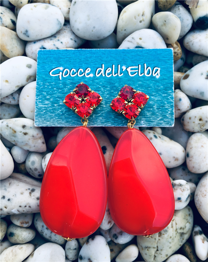 Orecchini Gocce sfaccettate - rosso